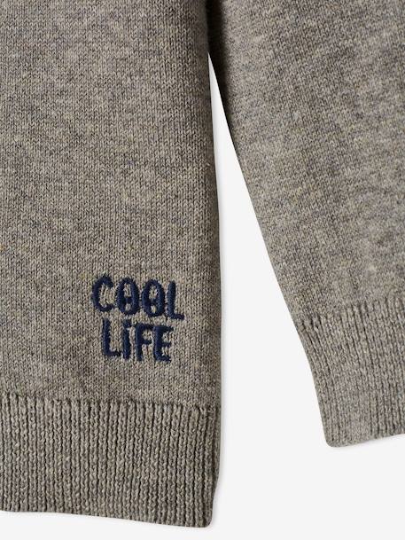 V-Neck Cardigan, 'cool life' Embroidery, for Boys GREY MEDIUM SOLID 