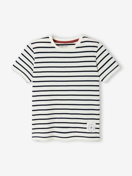 Short-Sleeved Sailor-Style T-Shirt for Boys azure+BLUE BRIGHT STRIPED+GREEN MEDIUM STRIPED+striped red+striped yellow 