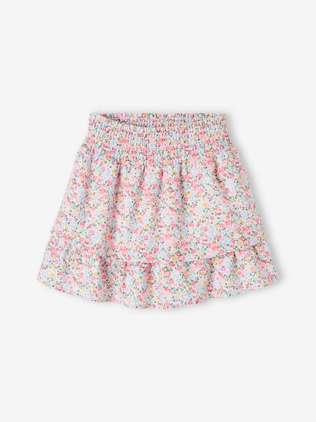 Ruffled Skort for Girls WHITE LIGHT ALL OVER PRINTED 