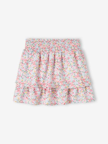 Ruffled Skort for Girls WHITE LIGHT ALL OVER PRINTED 