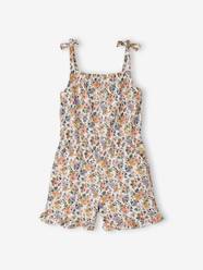 Girls-Dungarees & Playsuits-Strappy Jumpsuit with Exotic Motif, for Girls