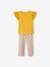 T-Shirt & Fluid Printed Trouser Combo, for Girls YELLOW MEDIUM SOLID 