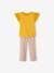 T-Shirt & Fluid Printed Trouser Combo, for Girls YELLOW MEDIUM SOLID 