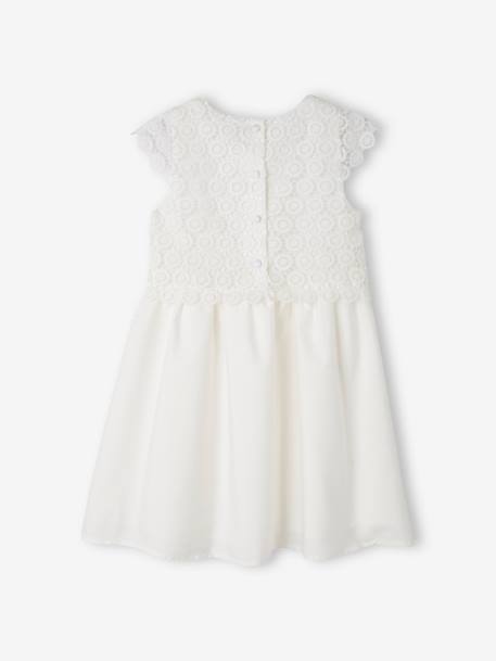 2-in-1 Special Occasion Dress, Macramé Top Layer, for Girls nude pink+WHITE LIGHT SOLID 