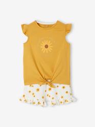 Girls-Frilly Combo, Knot Effect T-Shirt & Shorts