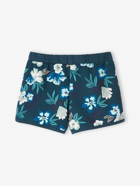 Sports Shorts with Floral Print, for Girls BLUE MEDIUM ALL OVER PRINTED 