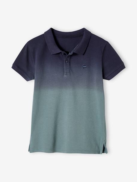 Dip-Dye Polo Shirt for Boys BLUE BRIGHT SOLID WITH DESIGN 