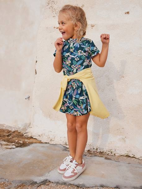 Printed Dress for Girls ecru+emerald green+GREEN DARK ALL OVER PRINTED+pale pink+printed white+striped blue 