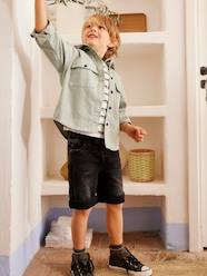 Boys-Shorts-Bermuda Shorts in Denim Effect Fleece, for Boys