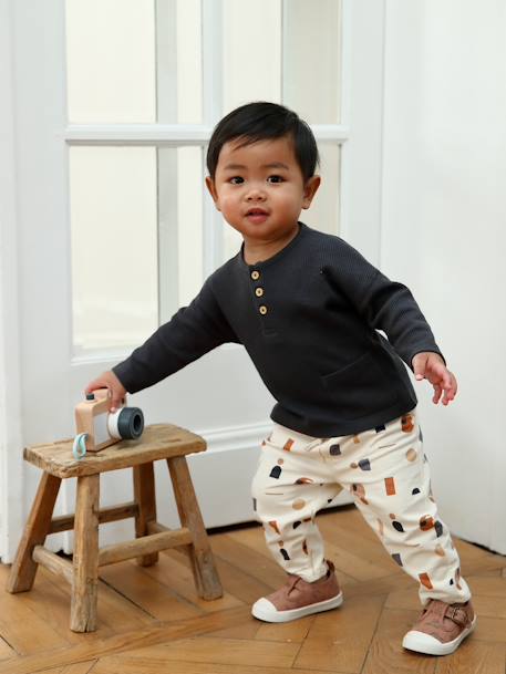 Jumper & Fleece Trouser Combo for Babies GREY DARK SOLID+khaki 