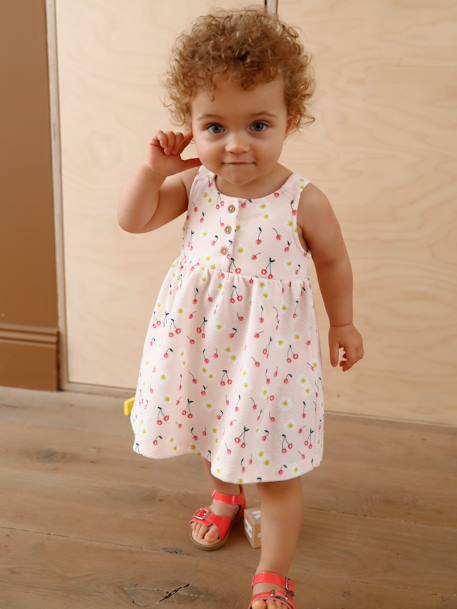 Sleeveless Dress for Babies fuchsia+PINK LIGHT ALL OVER PRINTED 