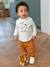 Top & Fleece Trouser Combo for Babies BROWN MEDIUM SOLID+indigo 