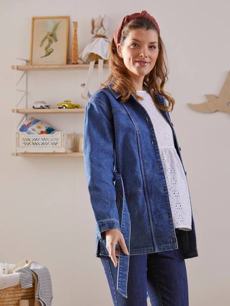 Progressive Denim Jacket, Pregnancy & Post-Pregnancy Special BLUE DARK SOLID 