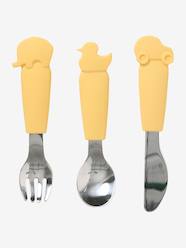 Nursery-Mealtime-3 Cutlery Set in Silicone & Stainless Steel, for Children