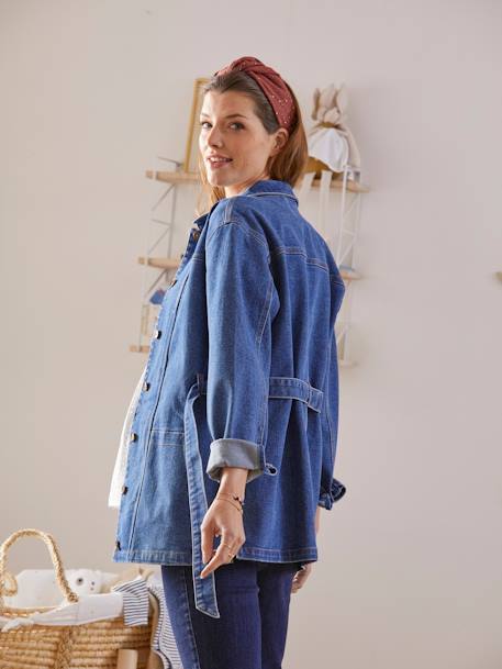 Progressive Denim Jacket, Pregnancy & Post-Pregnancy Special BLUE DARK SOLID 