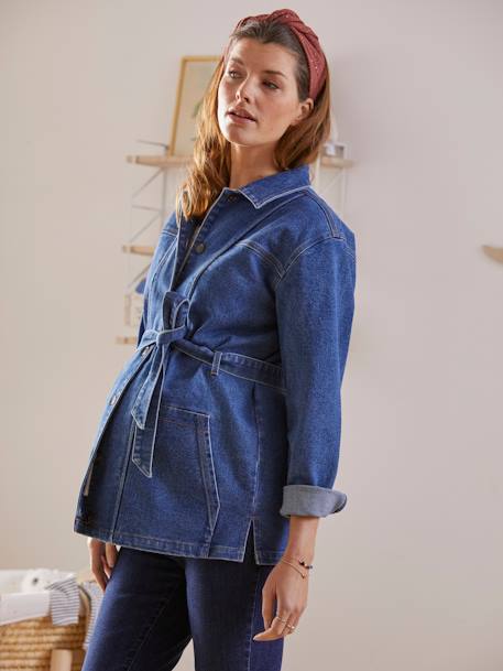 Progressive Denim Jacket, Pregnancy & Post-Pregnancy Special BLUE DARK SOLID 