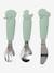 3 Cutlery Set in Silicone & Stainless Steel, for Children BROWN LIGHT SOLID+GREEN LIGHT SOLID 