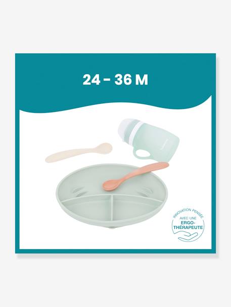 Silicone Mealtime Set, Grow'Isy by BABYMOOV RED LIGHT SOLID 