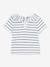 Striped Short Sleeve Blouse in Jersey Knit for Babies, by PETIT BATEAU WHITE MEDIUM STRIPED 