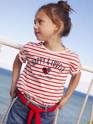 -Striped T-Shirt, Sequinned Heart, for Girls