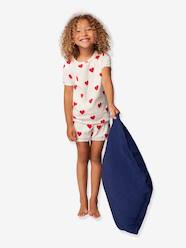 Girls-Nightwear-Short Sleeve Heart Pyjamas in Organic Cotton for Girls, by Petit Bateau