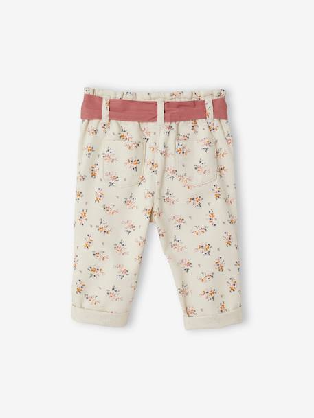 Paperbag Trousers with Belt, for Babies BEIGE LIGHT ALL OVER PRINTED 