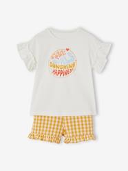 -T-Shirt & Gingham Shorts Ensemble for Girls