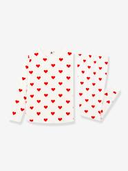 Girls-Nightwear-Long Sleeve Heart Pyjamas in Organic Cotton for Girls, by Petit Bateau