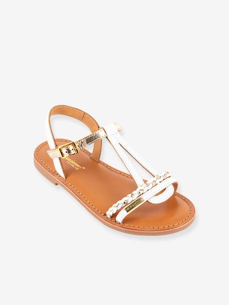 Leather Sandals for Babies, Badou by LES TROPEZIENNES® PAR M. BELARBI WHITE LIGHT METALLIZED 