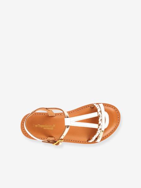 Leather Sandals for Babies, Badou by LES TROPEZIENNES® PAR M. BELARBI WHITE LIGHT METALLIZED 