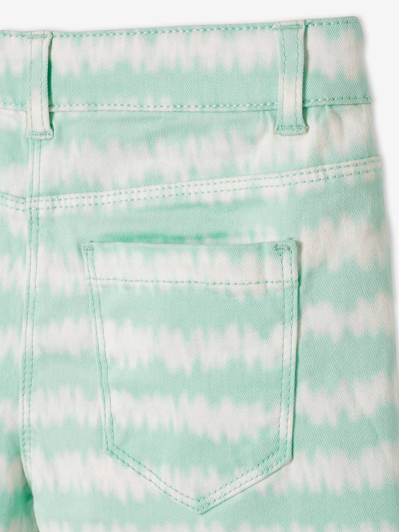 Tie-dye Effect Shorts, for Girls - white light striped, Girls