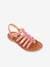 Leather Sandals for Girls, Monzar LES TROPEZIENNES® PAR M. BELARBI PINK LIGHT SOLID 