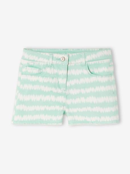 Tie-dye Effect Shorts, for Girls WHITE LIGHT STRIPED 