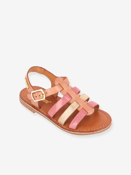 Leather Sandals for Kids, Bobbie LES TROPEZIENNES® PAR M. BELARBI PINK MEDIUM SOLID WITH DESIG 