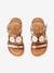 Leather Sandals for Girls, Designed for Autonomy BROWN LIGHT SOLID WITH DESIGN 