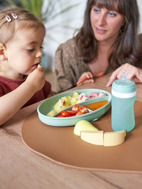 Silicone Mealtime Set, Grow'Isy by BABYMOOV RED LIGHT SOLID 