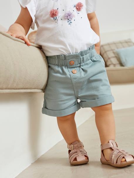 Shorts with Elasticated Waistband, for Babies clay beige+GREEN MEDIUM SOLID+pale pink 