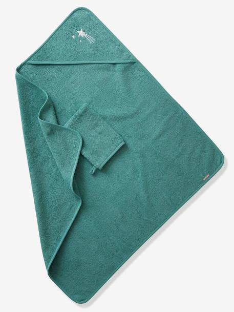 Bath Cape + Bath Mitt BLUE DARK SOLID WITH DESIGN+GREEN DARK SOLID WITH DESIGN+GREEN MEDIUM SOLID+PINK LIGHT SOLID+WHITE MEDIUM SOLID WITH DESIGN+YELLOW MEDIUM SOLID 