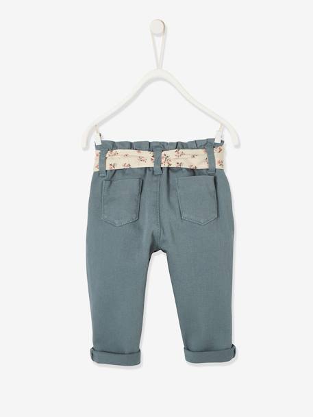 Trousers with Fabric Belt for Babies beige+Green+old rose 