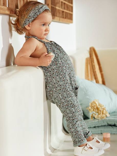 Fleece Jumpsuit & Hairband Set for Baby Girls GREEN MEDIUM ALL OVER PRINTED+night blue+pale pink+White/Print 