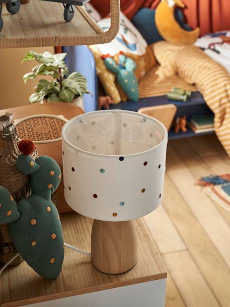 Bedside Lamp with Embroidered Dots BEIGE LIGHT SOLID WITH DESIGN 