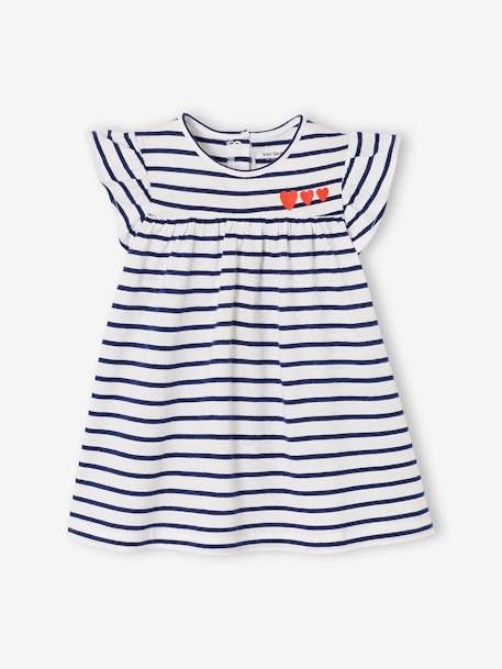 Jersey Knit Dress for Babies BLUE DARK STRIPED 