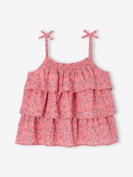 Printed Blouse with Ruffles, for Girls PINK MEDIUM ALL OVER PRINTED 