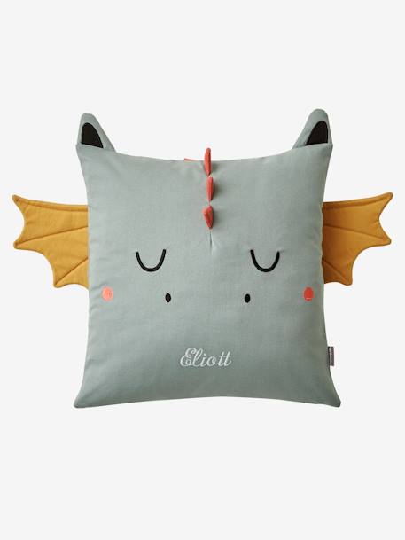 Square Dragon Cushion Green 