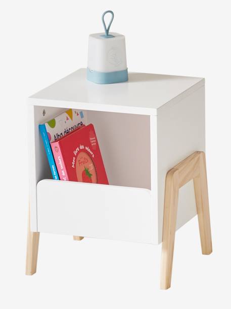 Bedside Table for Kids, Rétro Theme WHITE LIGHT SOLID 