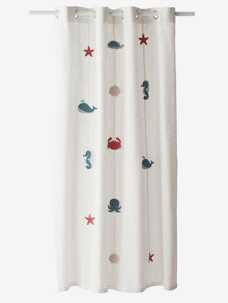 Screen Curtain, Under the Ocean - white light solid with design, Bedding &  Decor