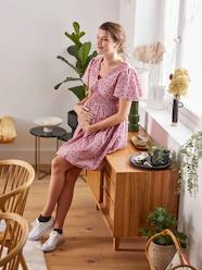 Maternity-Nursing Clothes-Short Dress in Printed Crêpe, Maternity & Nursing Special