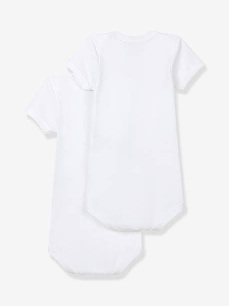 Pack of 2 Bodysuits, Cutaway Shoulders, Organic Cotton for Babies, by PETIT BATEAU white 