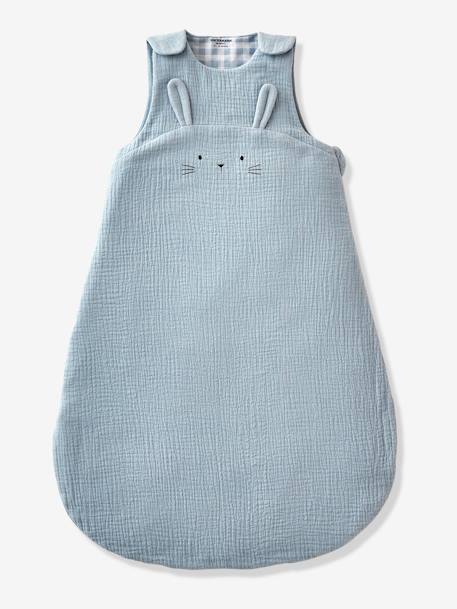 Summer Special Baby Sleep Bag in Organic* Cotton Gauze, Lovely Farm BLUE MEDIUM SOLID 