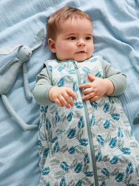 Summer Special Sleeveless Baby Sleep Bag with opening in the middle, Tropical GREEN MEDIUM ALL OVER PRINTED 